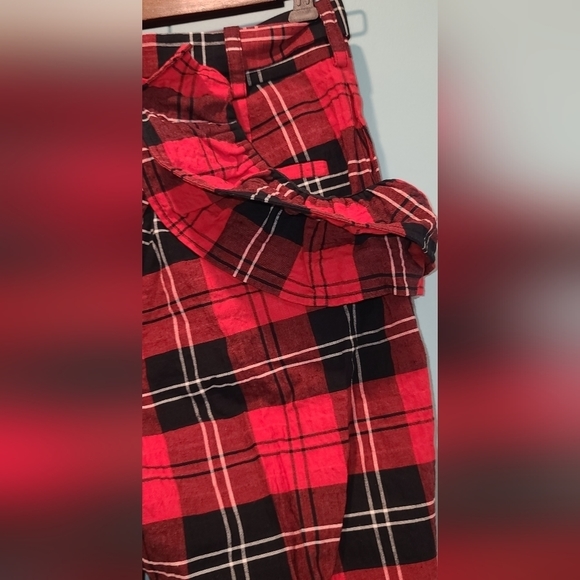 NWT SIMONE Rocha × H&M Blokecore plaid Flounce trimmed cropped pants US 4 - Picture 11 of 13